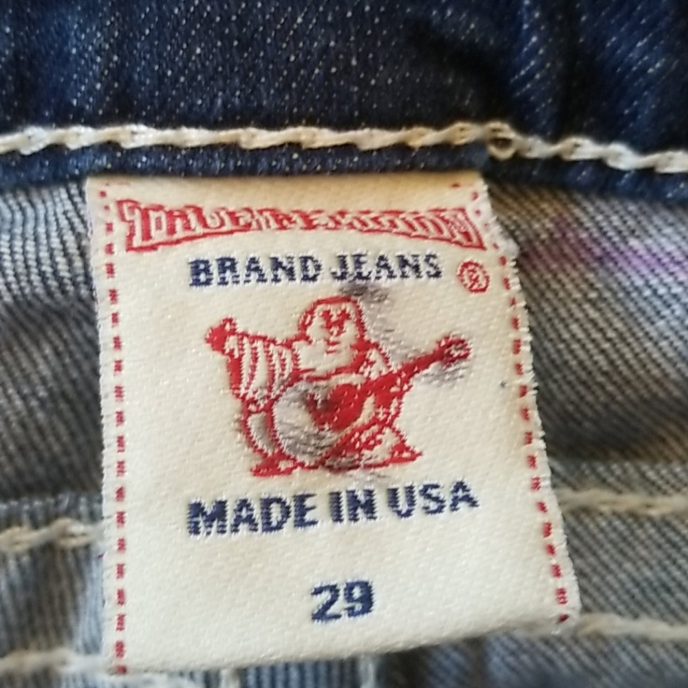 Y2k TRUE RELIGION Joey Dark Low FLARE HorseShoe Topstitched Bell IT Jeans 29 EUC - Picture 8 of 16